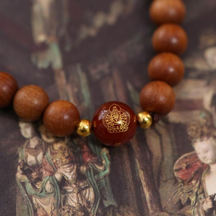 Peach Wood & Carnelian Guardian Bracelet