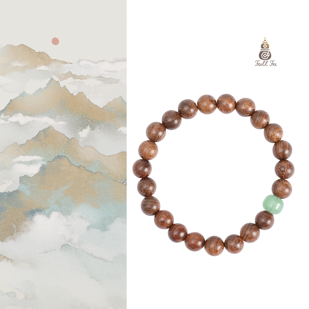 Gold Sandalwood and HeTian Jade Bracelet
