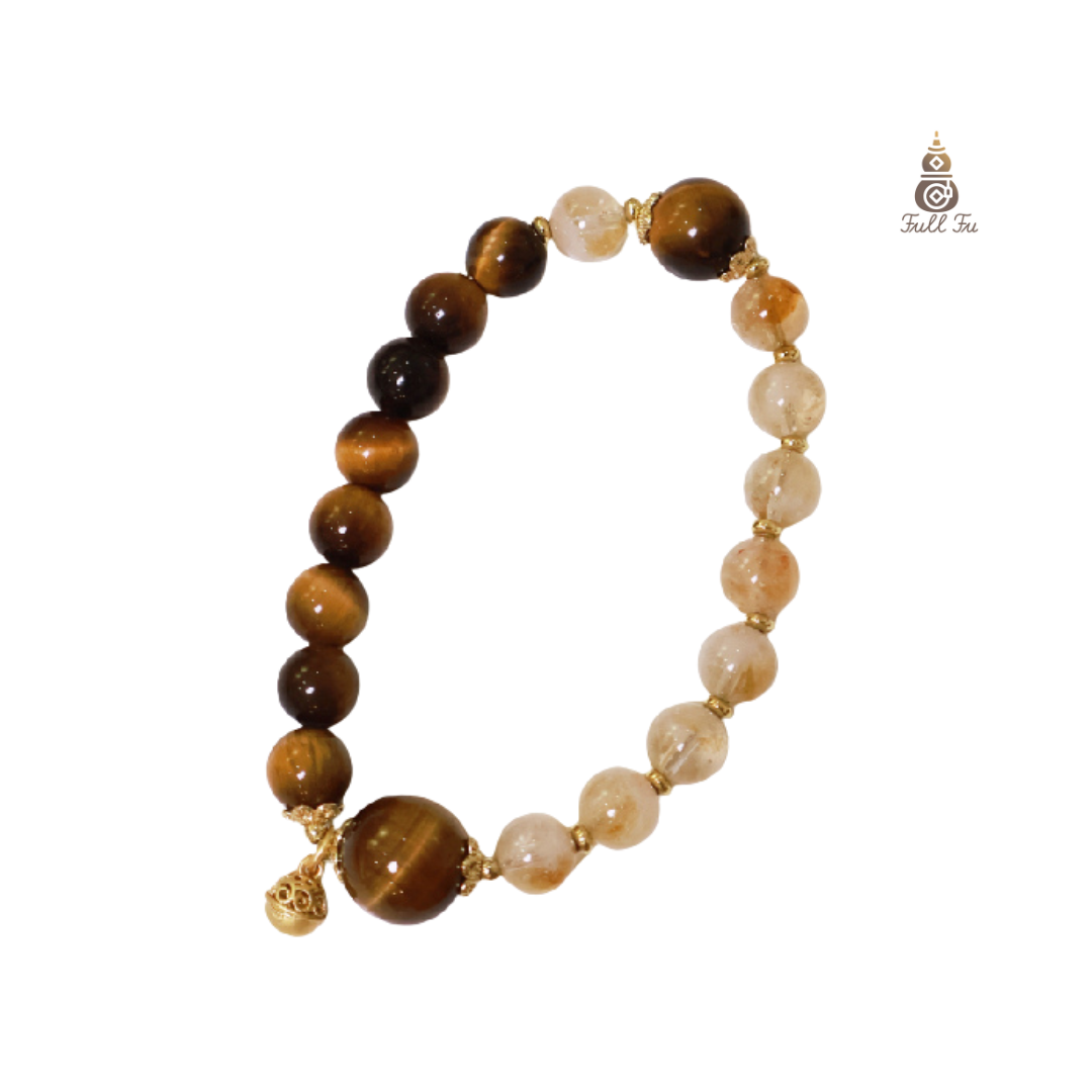 Tiger's Eye Stone & Rutilated Quartz Wealth Bracelet