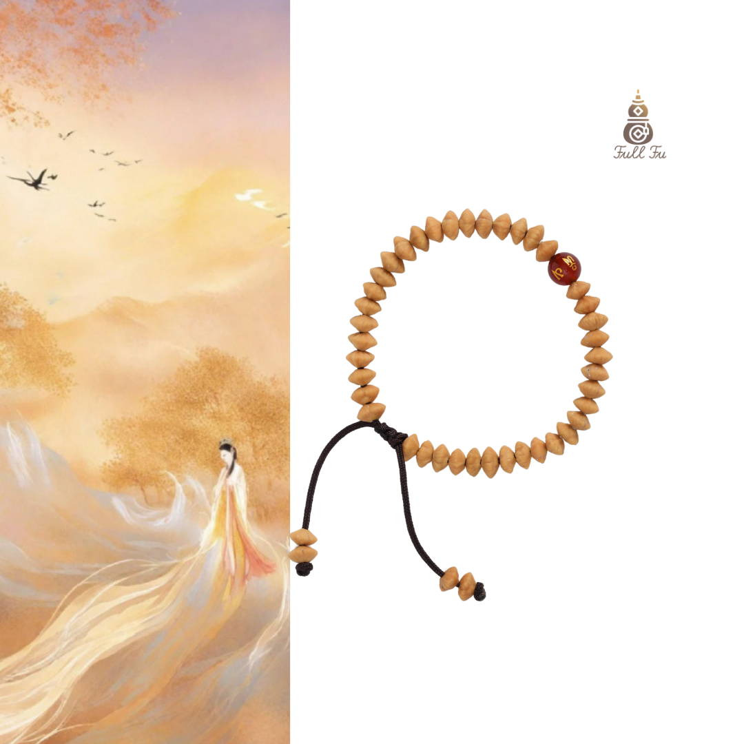 Bracciale Bodhi in foglia d'oro JIN Yi abbinato ad agata rossa portafortuna