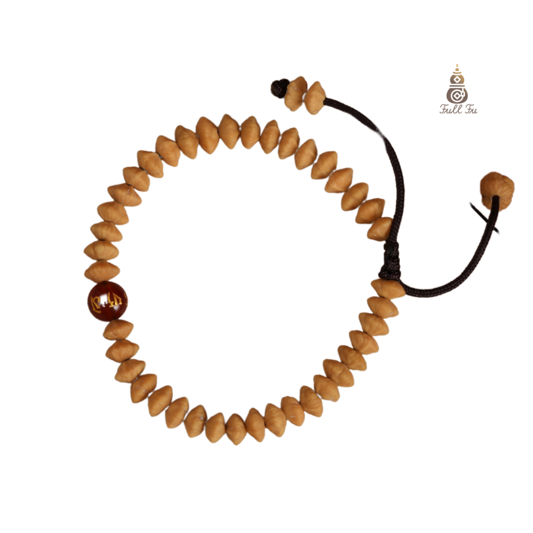 Bracciale Bodhi in foglia d'oro JIN Yi abbinato ad agata rossa portafortuna