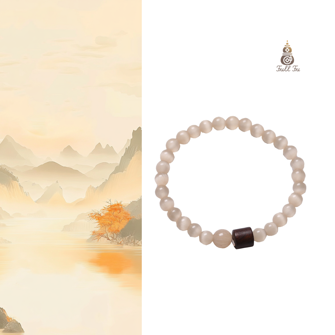 Milk tea colored new Chinese style cat eye stone energy bracelet