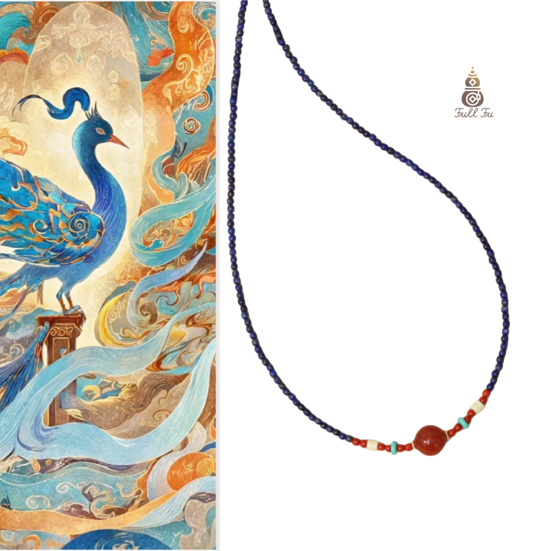 Lazurite in the sea  Red Agate Necklace