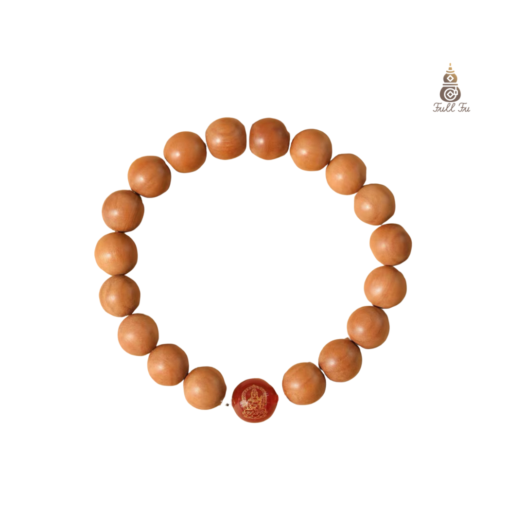 Peach Wood & Carnelian Guardian Bracelet